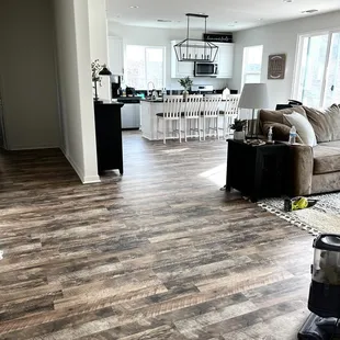 a living room and kitchen