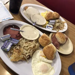 two plates of food on a table