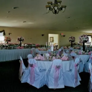 Wedding Guest Table with chair covers and sashes
