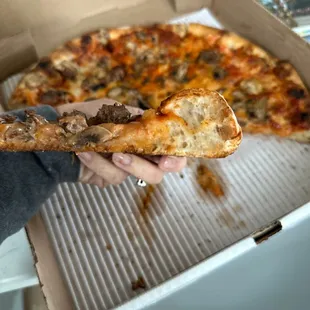 Thicker crust pizza not the thin crust that we ordered.