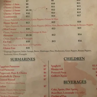 Back of Menu