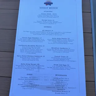 Sunday Brunch Menu