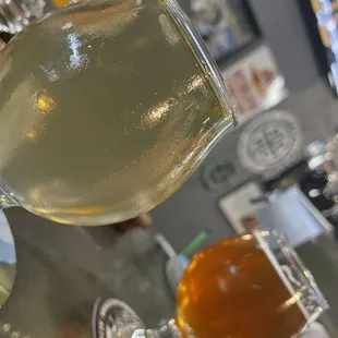 a close up of a glass of beer