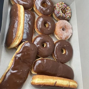 12 dozen donuts, chocolate are our favorite