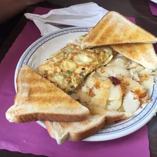 Two egg omelette with home fries!