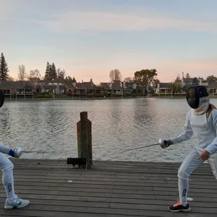 Olympic fencing lesson. Free fencing encouners afterwards ;)