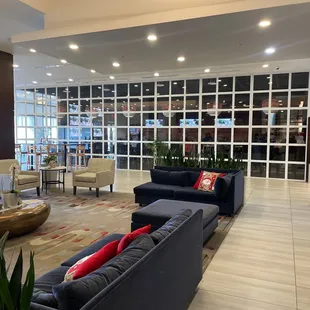 View from the elevators. Bar!