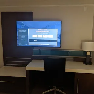 Work desk with a nice flat screen tv