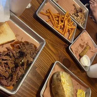 a table full of food and drinks