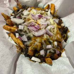 french fries with onions and cheese