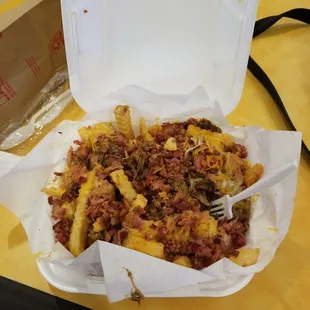 a container of food on a table