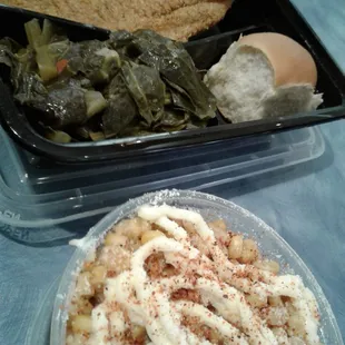 Collard greens, saba and sweet mayo on my corn.