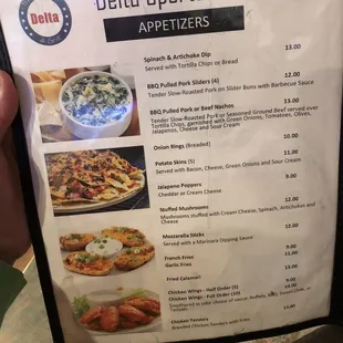 Appetizers menu