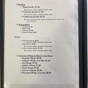 a menu for a restaurant