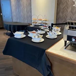 a variety of food items on a table