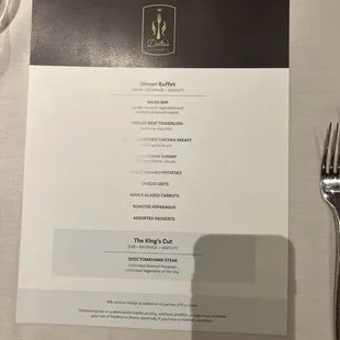Dinner Buffet Menu