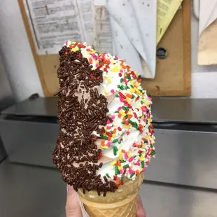 Swirl with half and half sprinkles