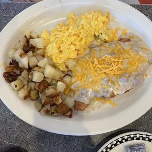 Country Fried Chicken, Eggs and Biscuits
