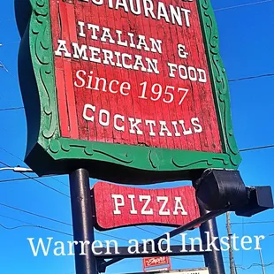 a red and green sign