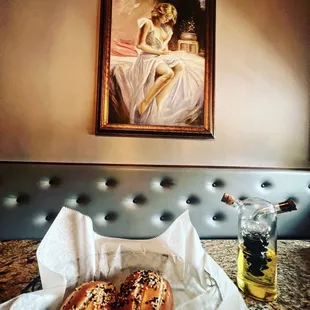 a painting of a woman in a white dress