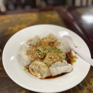 hot &amp; spicy wonton with peanut sauce