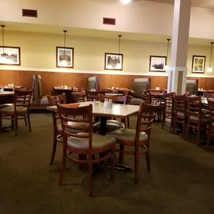 tables and chairs in a restaurant
