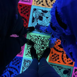 The bar floor, blue light and light up the whole room. Good photo op!