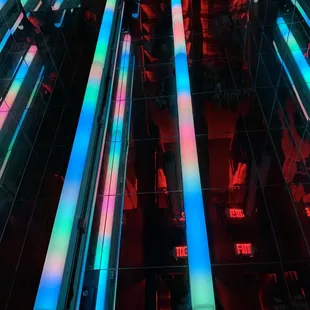 a group of fluorescent tubes