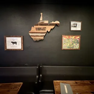 a table and chairs in a restaurant