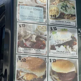a menu on a bus
