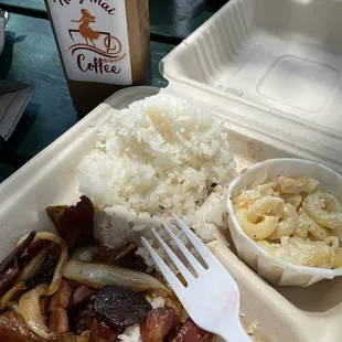 Smokey plate and Kevz Thai coffee -- already started eating, sorry.