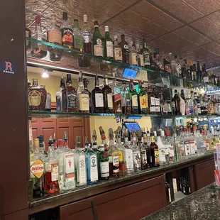 shelves of liquor