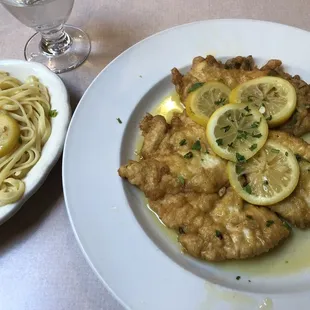 Chicken Francaise with Linguine