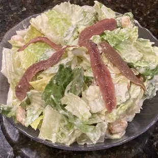 Caesar salad with anchovy