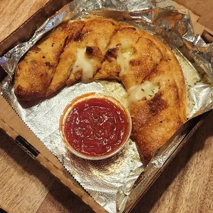 Stromboli with cheese &amp; garlic. Real tasty.