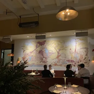 Really pretty mural in the small, but comfortable space