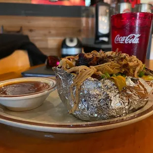 Loaded baked potato with pulled pork!