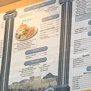a menu for a restaurant