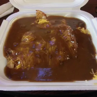 not fries with cheese and gravy - HOME FRIES with cheese and gravy.