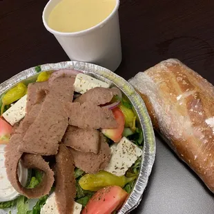 Gyro Salad, came with bread and delicious soup