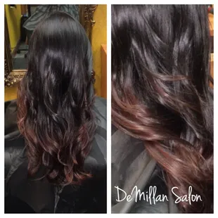 Ombré/Balayage /natural base/red/haircut/waves #demillansalon#
