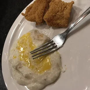 Catfish and grits. Yum!