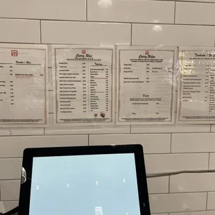 Menu  and order machine