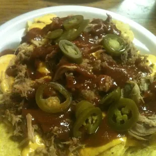 BBQ nachos with jalapeños!