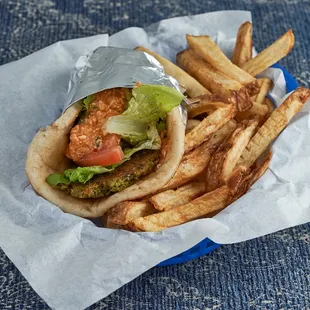 Falafel Spicy Wrap &amp; Fresh Cut Fries