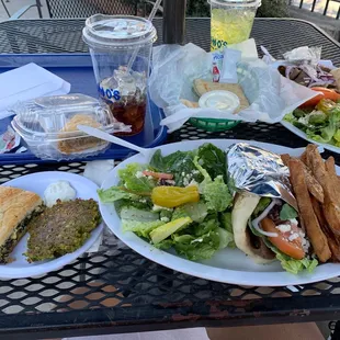 Gyro - Deluxe spanakopita Falafels and baklava