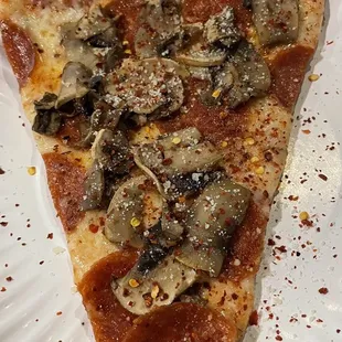 Slice of Pepperoni &amp; mushroom Pizza