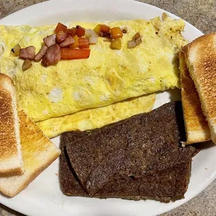 Western omelette with a side order of scrapples