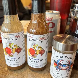 Hot sauce and crab seasoning