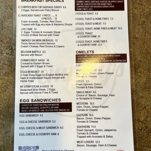 Breakfast menu